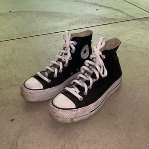 Converse black platform high tops
